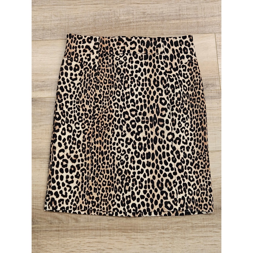 MICHAEL Michael Kors Leopard Print Pencil Skirt Womens Small Stretch Lined